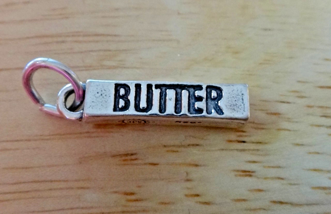 3D 3.5x18mm Grade A Butter Stick of Butter Baking Sterling Silver Charm