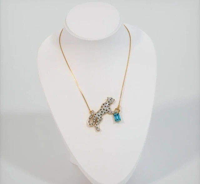 Women’s Animal Charm Pendant Necklace 3ct Lab Created Aquamarine 925 Silver 18″
