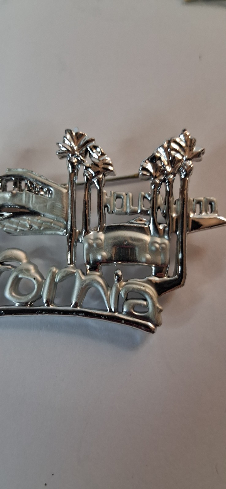 Danecraft Silver Tone California Rodeo Drive Travel Souvenir Brooch Pin 3.75in