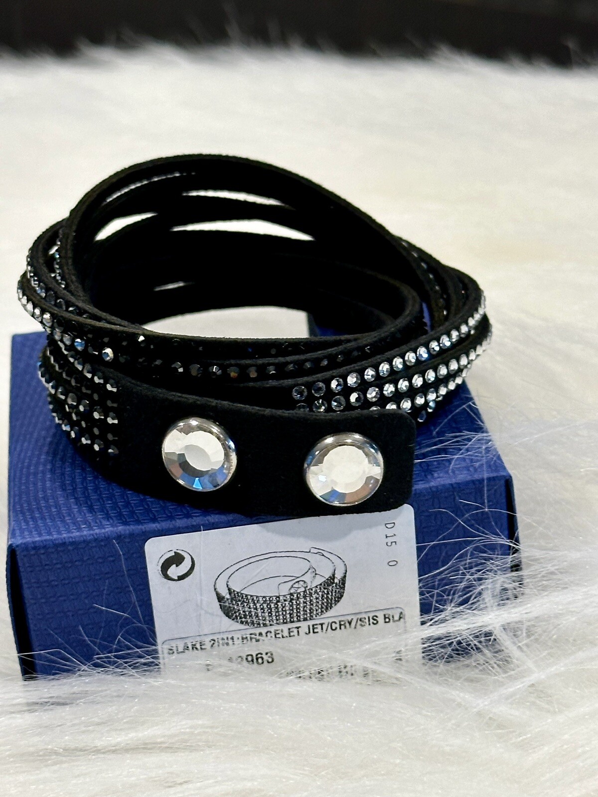 Swarovski Deluxe Slake Crystal Leather Wrap Bracelet, Choose Color (cc-104)