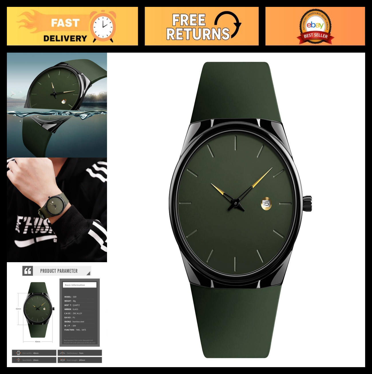 Stylish Waterproof Analog Quartz Wrist Watch for Men & Women – Casual Fashion Ti