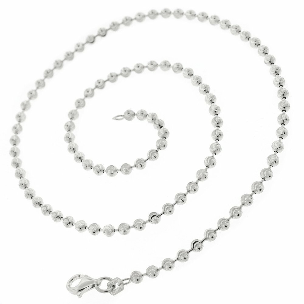 3mm Moon Cut Chain High Polish Shiny Silver Finish Mooncut Bead Ball Necklace