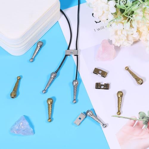 36Pcs 2Colors Bolo Tie Findings Kit Including Bolo Tie Slides Clasps and