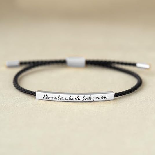Remember Who The F You Are Motivational Tube Bracelet For Women, Adjustable H…