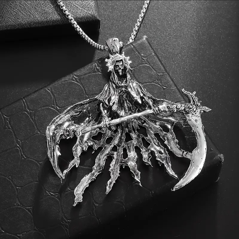 Hell Reaper Jewelry Vintage Silvery Sexy Death Grim Demon Pendant Necklace