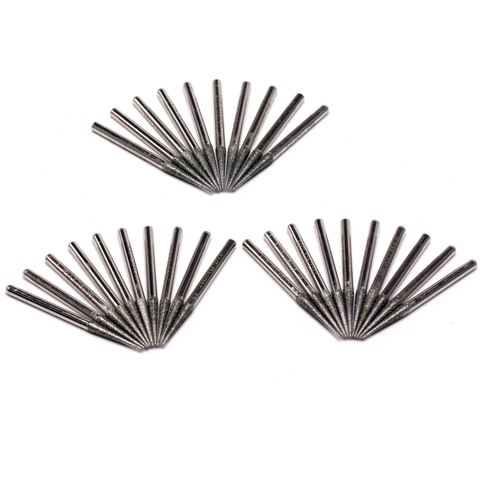30Pcs 3.2mm Tapered Point Diamond Grinding Bit 1/8″ Cone Rotary Burrs for Dremel