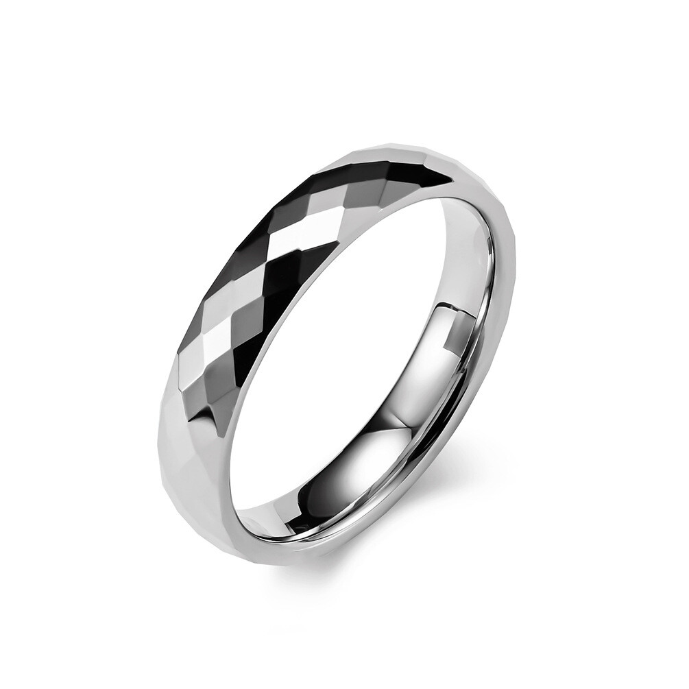 Men’s Rhombus Band Tungsten Steel Wedding Ring Size 6-12 Black/Silver/Rose Gold