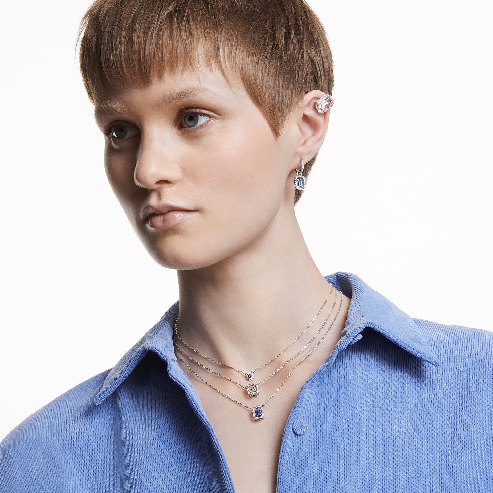 Swarovski Stilla Attract Necklace, Clear Round-Cut Crystal in a Rhodium-Finish