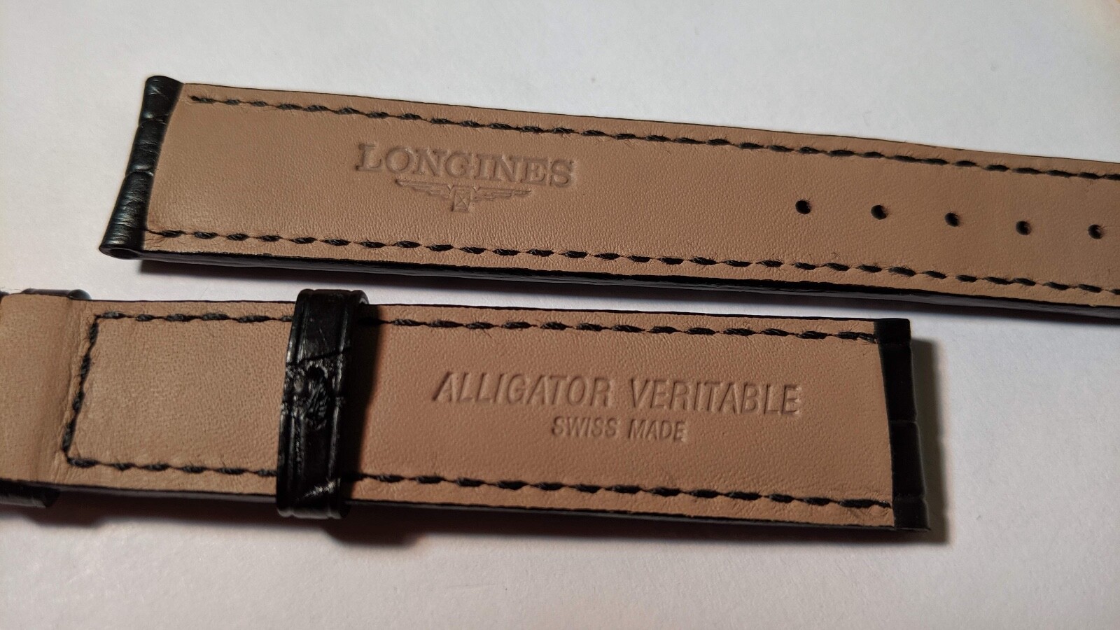 Longines BAND BLACK CROCO 18/16mm, 125/85mm LENGTHS – LONG BAND! NEW