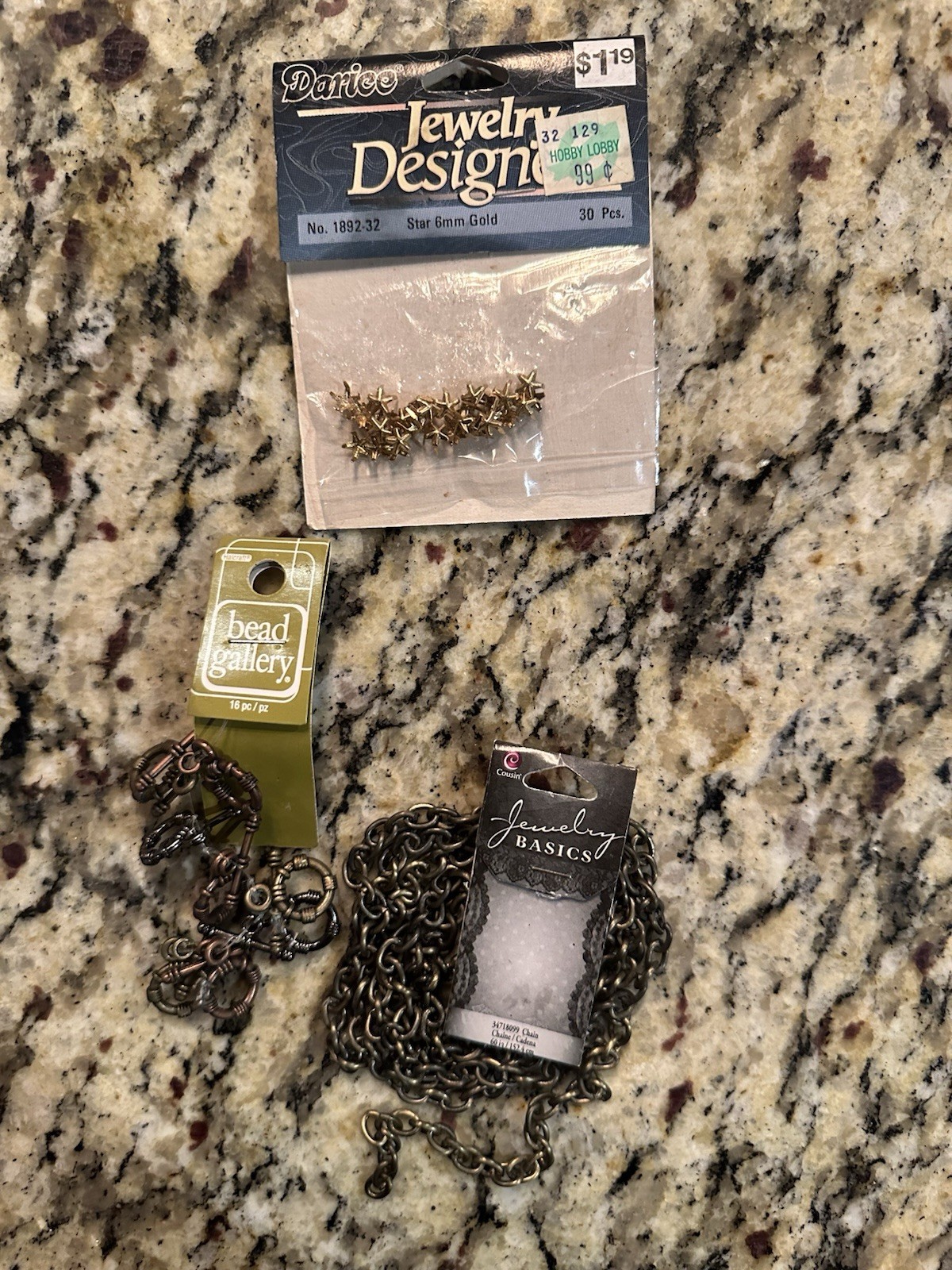 The Jewelry Basics Jewelry Designer Lot of 3 Packages 60 Inch Chain Toggle Stars