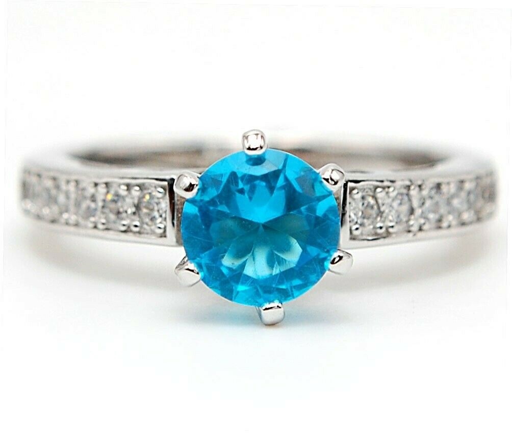 Heat Treated 2CT Blue Topaz 925 Solid Sterling Silver Ring Sz 6 UB3-9