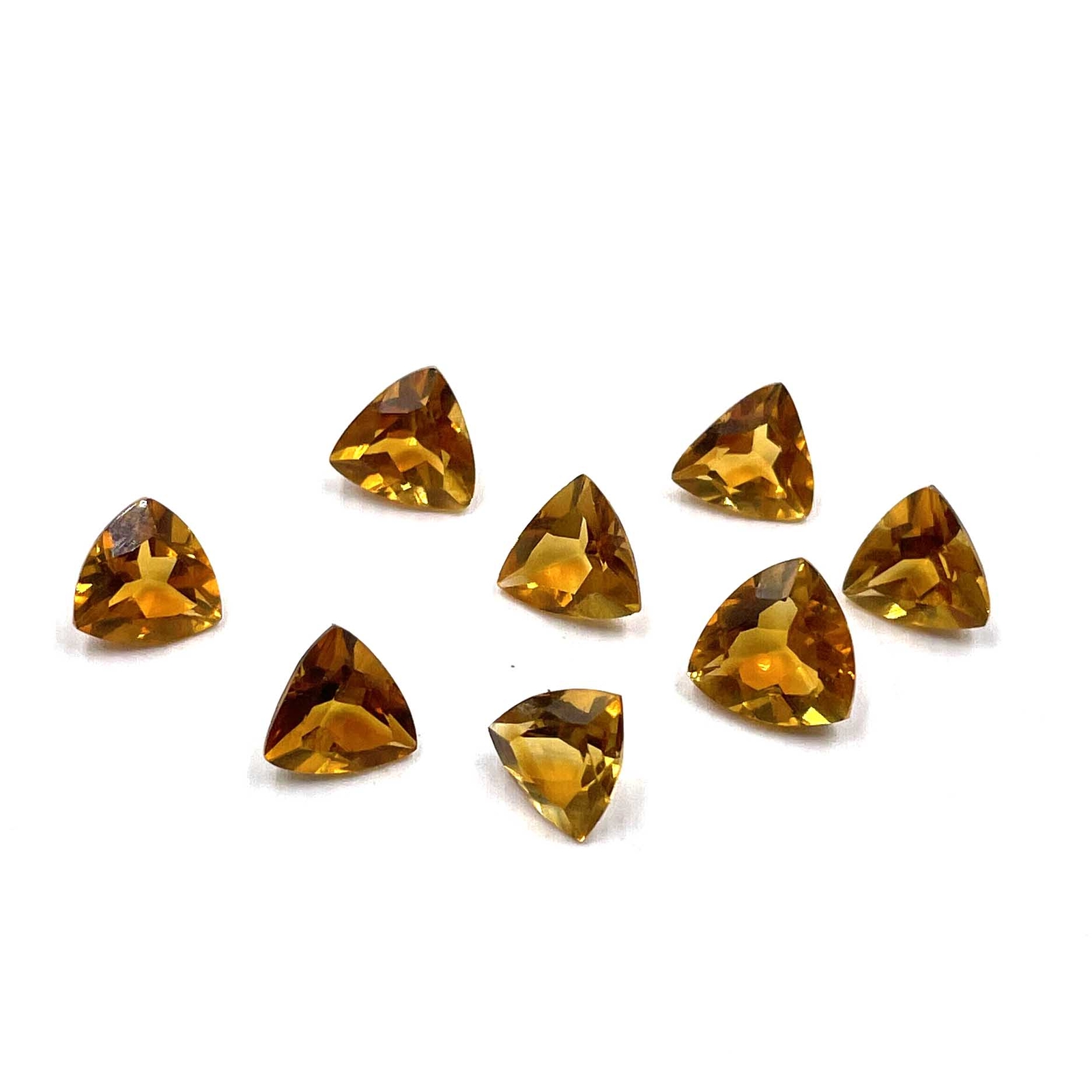 Natural Brandy Citrine Trillion Cut Loose Gemstone Lot 8 Pcs 7-8 MM 8 CT