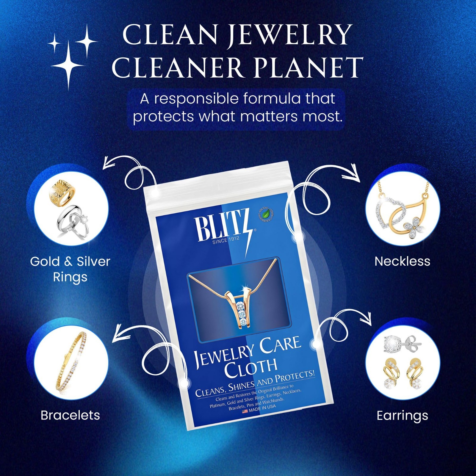 Blitz Premium XL 2-Ply Jewelry Cleaning and Polishing Cloth with 1-Pack