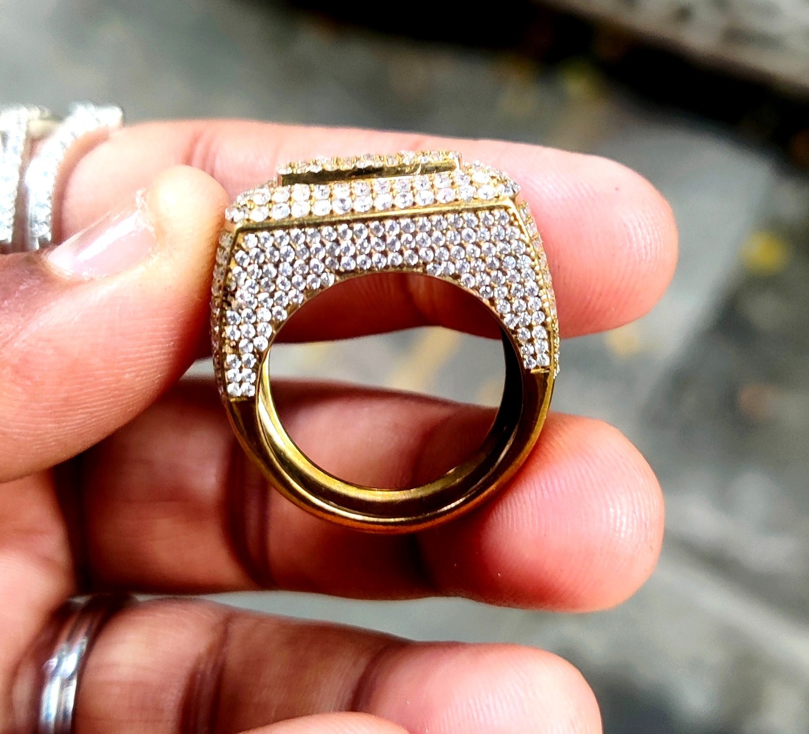2.50Ct Lab-Created Diamond Cluster Men’s Engagement Ring 14K Yellow Gold Plated