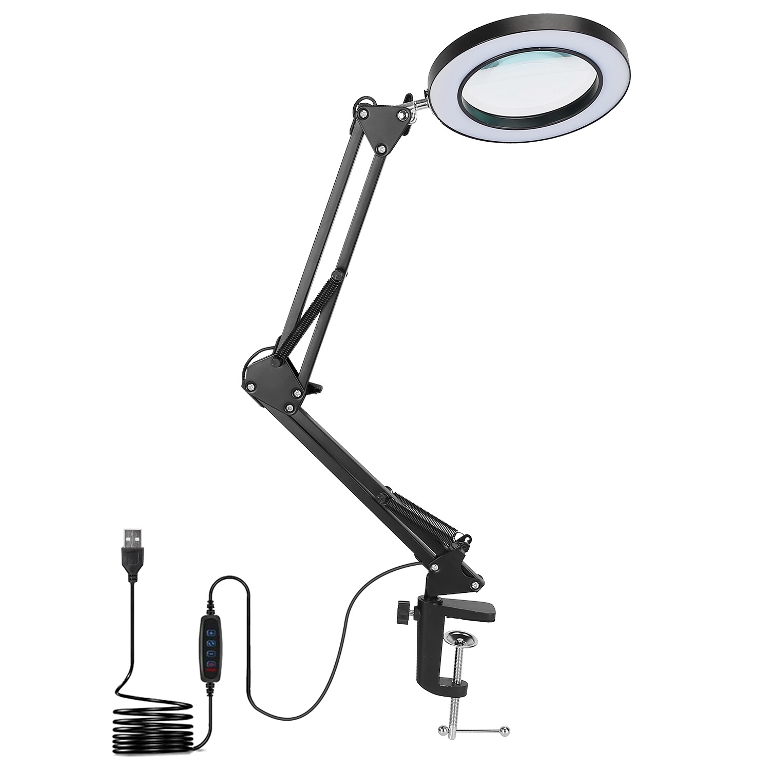 2Packs Magnifier LED Lamp 8X Magnifying Glass Desk Table Reading Light Portable