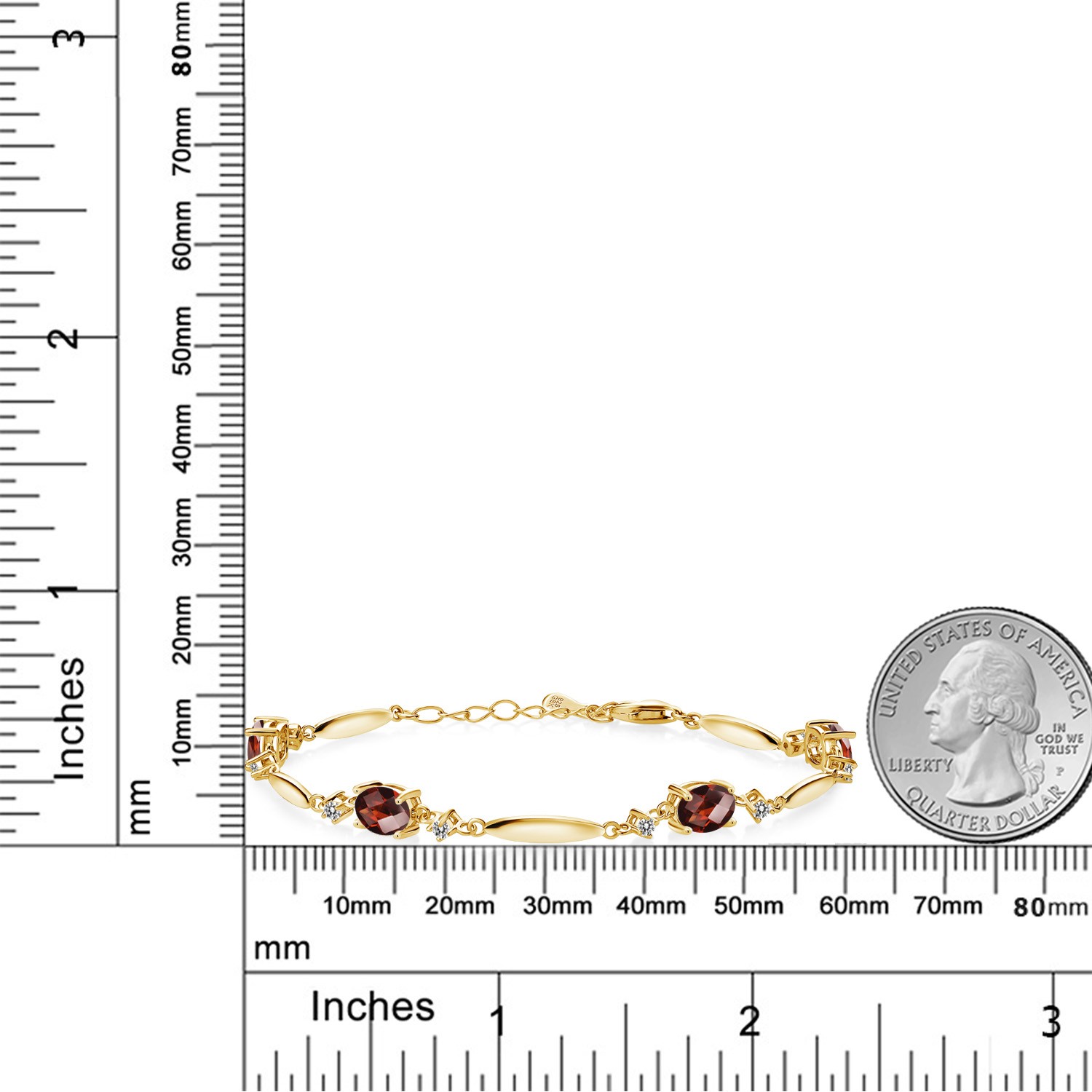 18K Yellow Gold Plated Silver Gemstone Birthstone and Diamond Tennis Bracelet