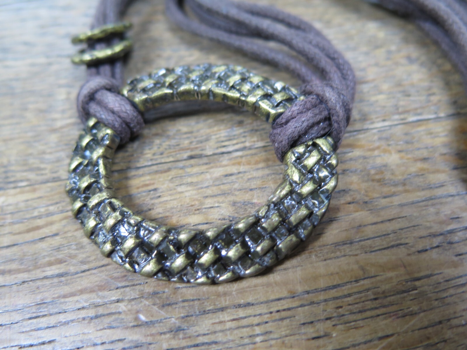 NECKLACE VCLM bronze Tone , Brown Rope type Chain Rare Find