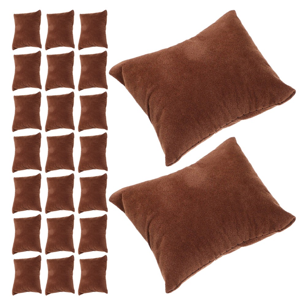 30Pcs Reusable Velvet Watch Cushion Pillows Brown Soft Jewelry Bracelet Display