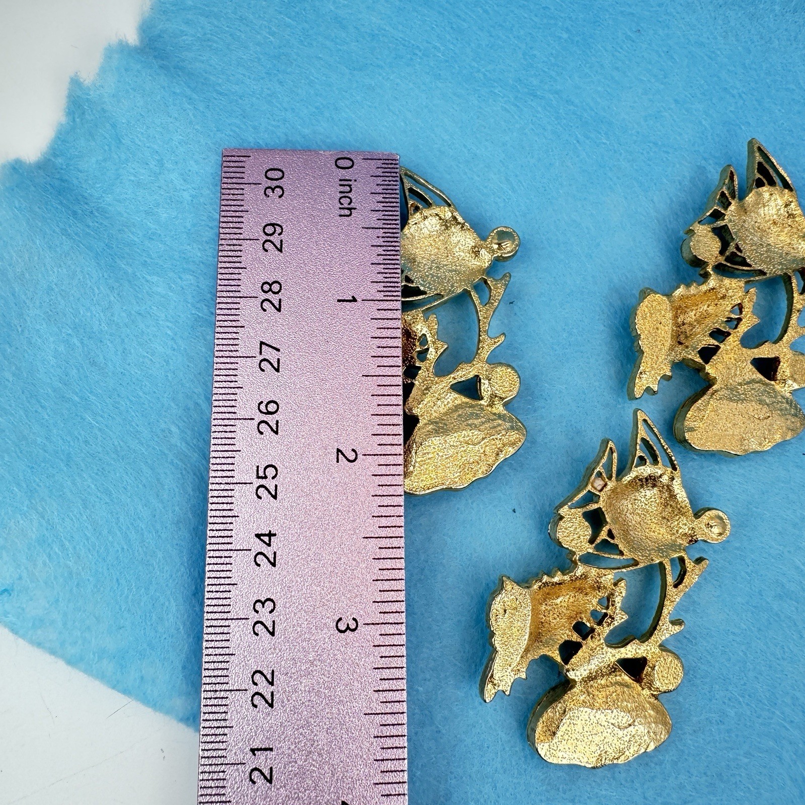 Lot Of 6 VTG Gold Tone Rhinestone Fish Shell Findings Brooch Jewelry Making