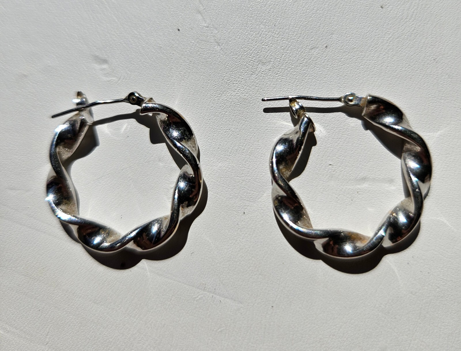 Sterling Silver Medium Size Twisted Hoop Earrings Italy