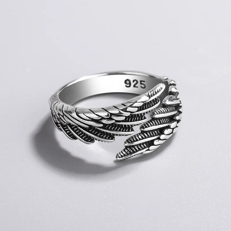 925 Sterling Silver Angel Wing Feather Adjustable Ladies Engagement Ring… –