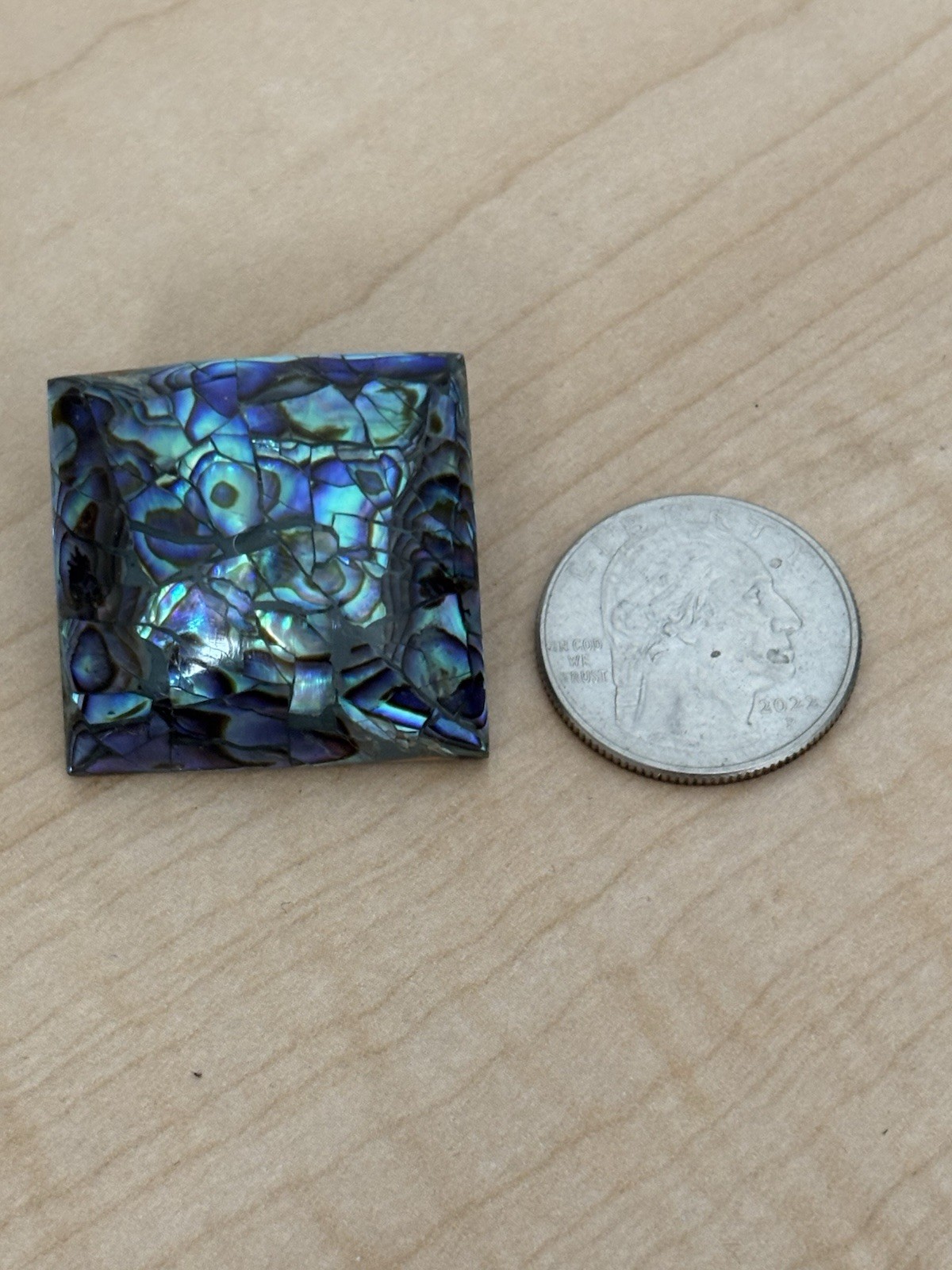 Vintage Square Shape Blue Earrings- Pierced- Measure 1.25 X 1.25 In- Silver Tone
