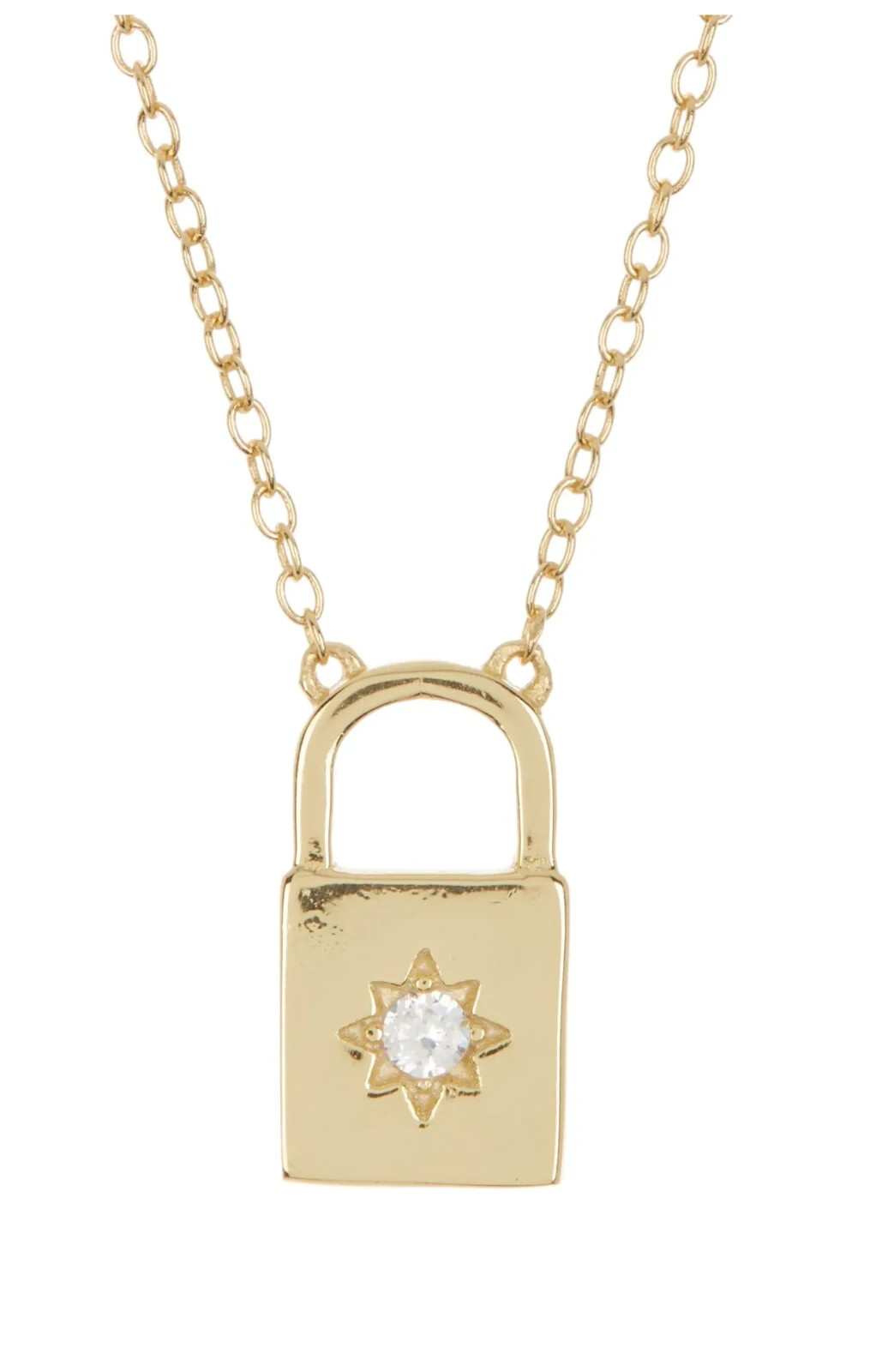 ARGENTO VIVO Gold CZ Lock Pendant Necklace – 18” length W/ 2 Extensions – NWT