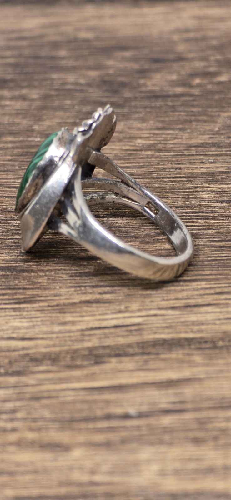 Sterling Silver Native American Style Malachite Ring-unidentified Maker’s Mark