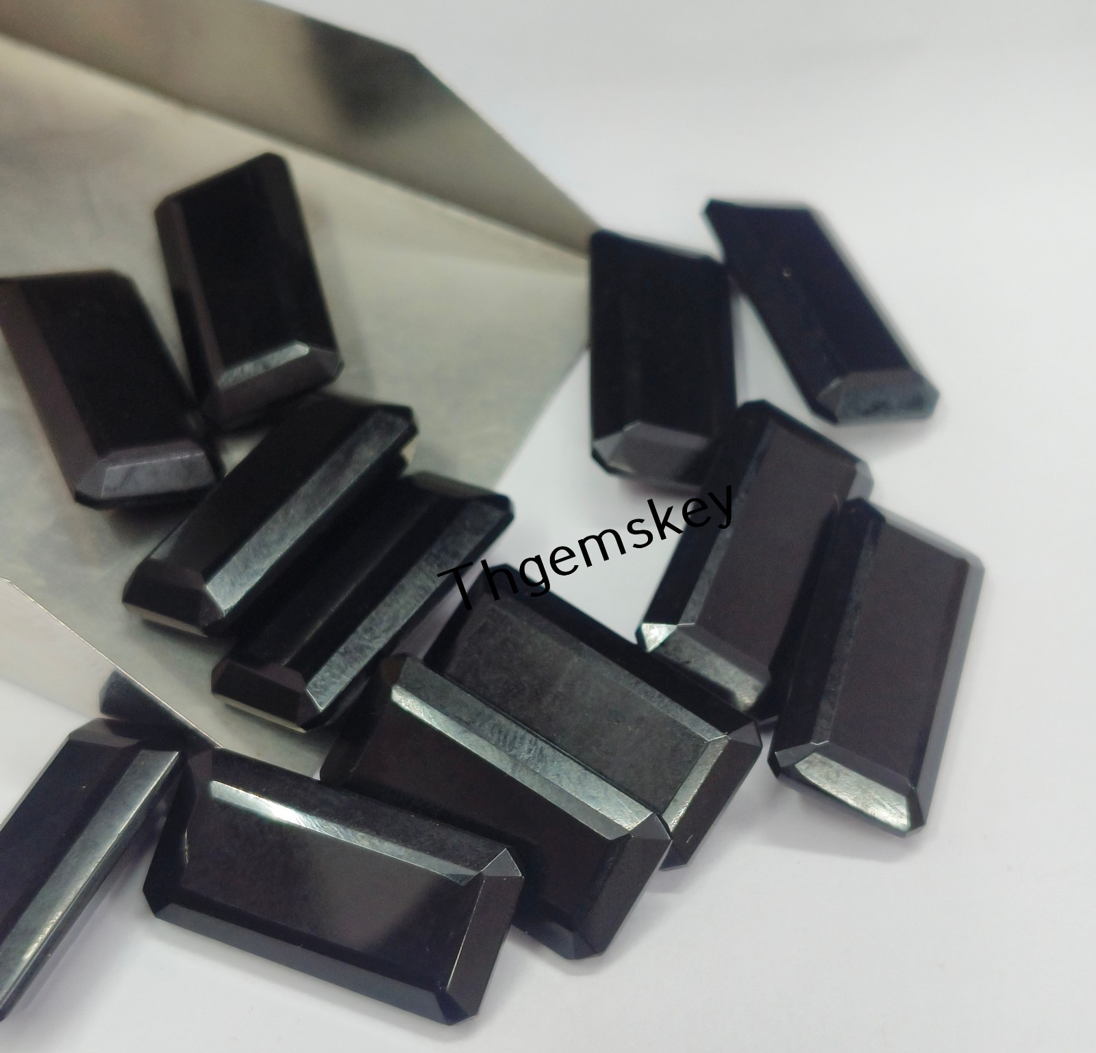 Natural Black Onyx Faceted Cut Long Octagon Shape Gemstone 6x12mm-15x30mm