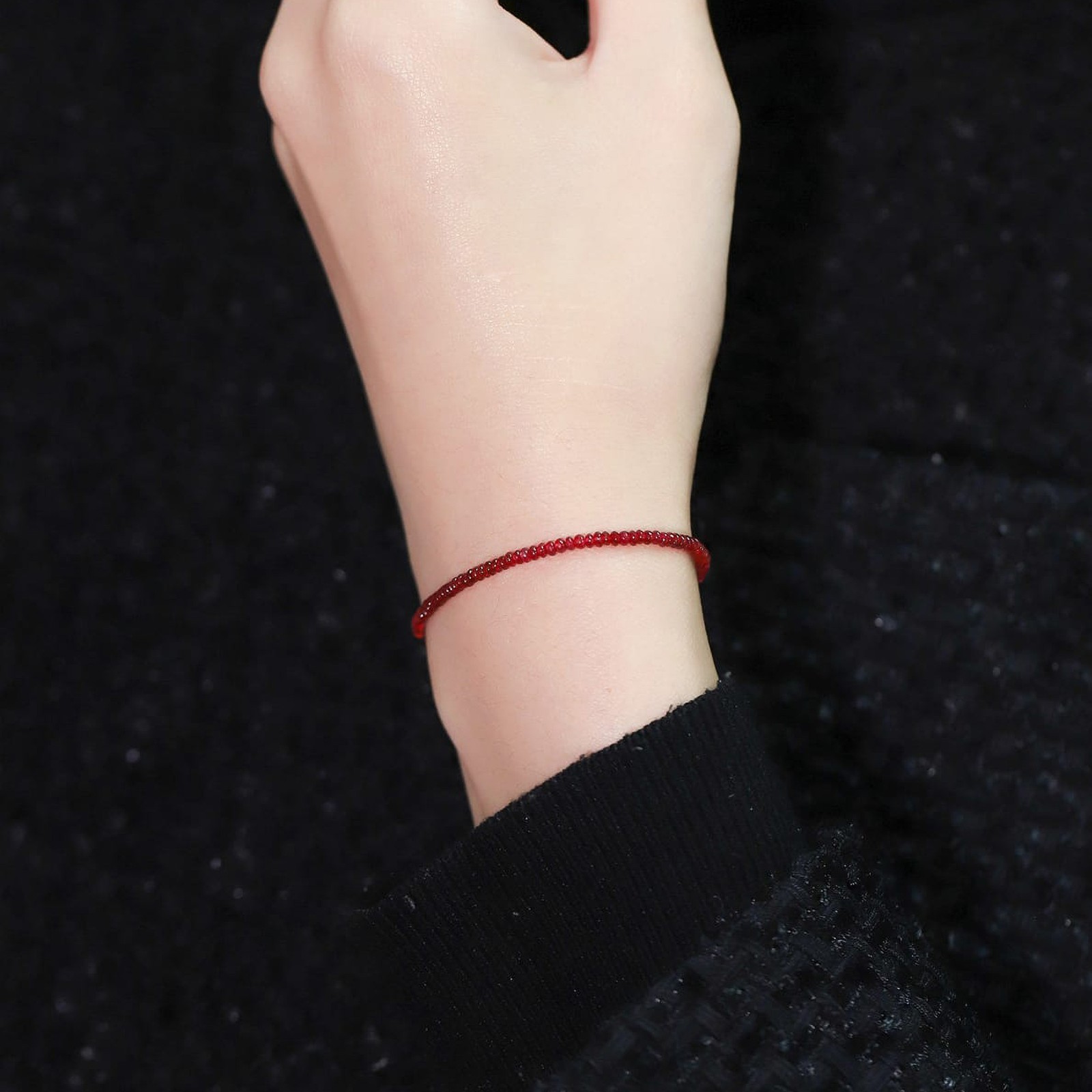 18K Gold Ruby Bracelet, Pigeon Blood Red Beads, Elegant Gift for Her
