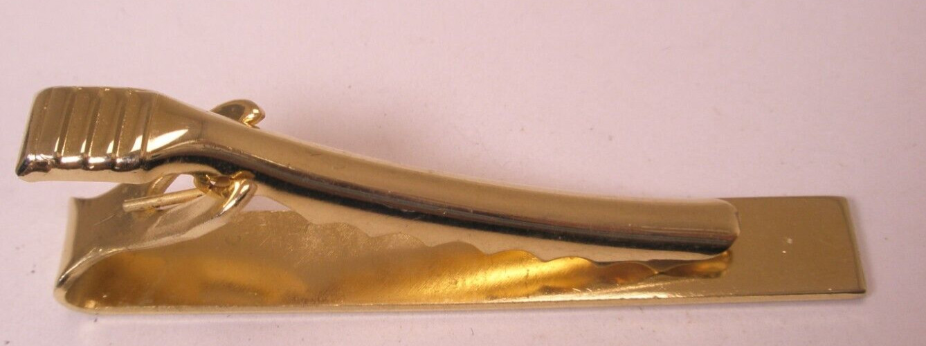 2″ Engrave Ready Simple Plain Design Gold Tone Vintage Tie Bar Clip