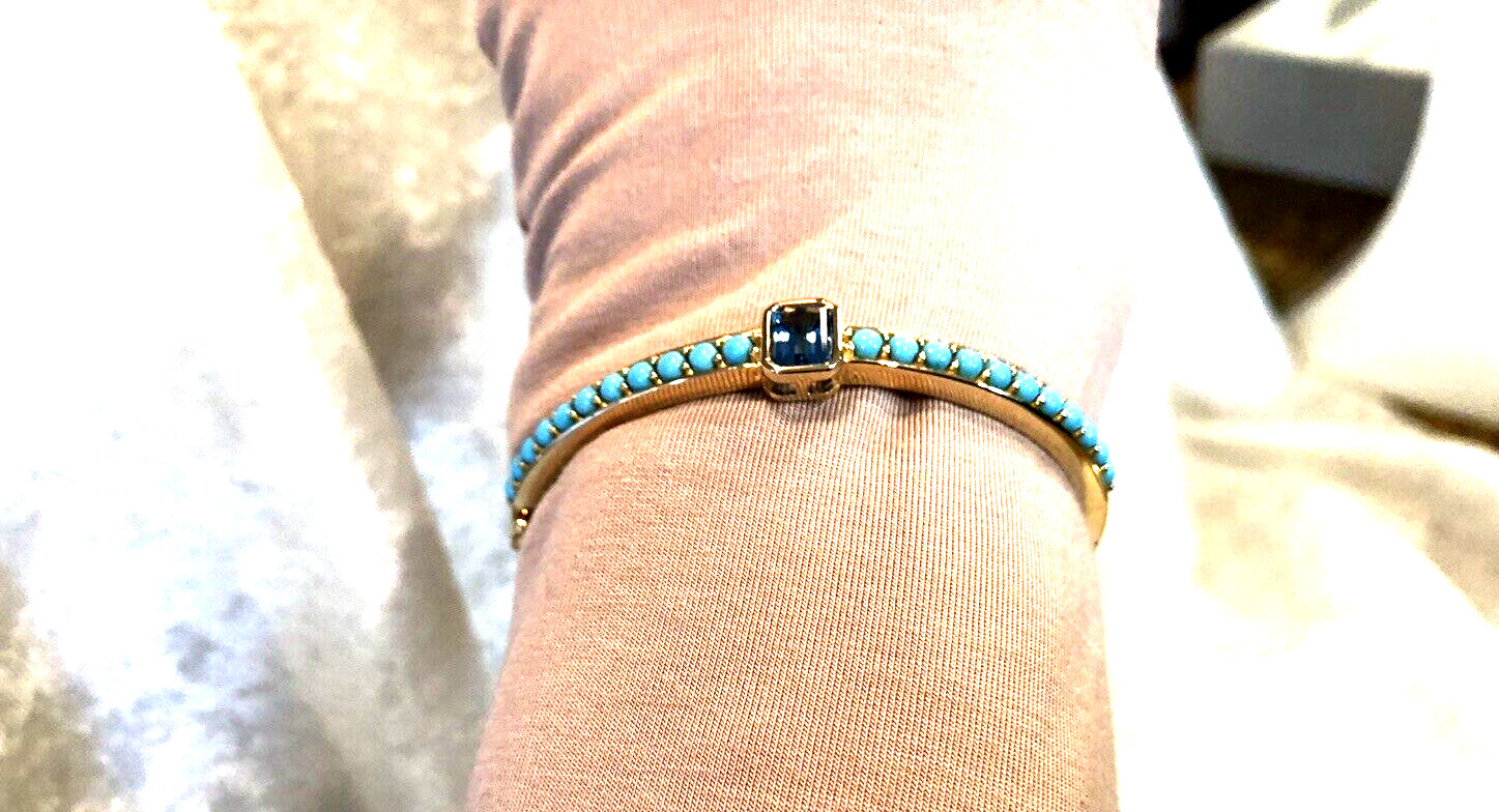 AFFINITY GEMS SWISS BLUE TOPAZ & SLEEPING BEAUTY TURQ. BANGLE, SMALL (M4121-23)