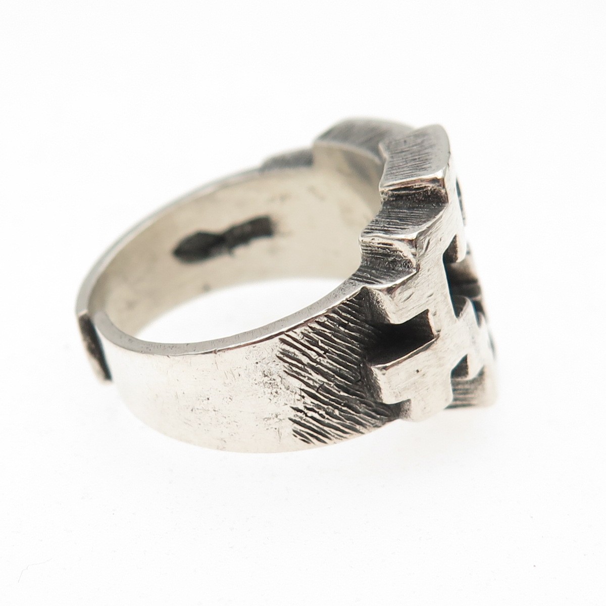 Industria Argentina Sterling Silver Vintage Modernist Adjustable Ring Size 6.75