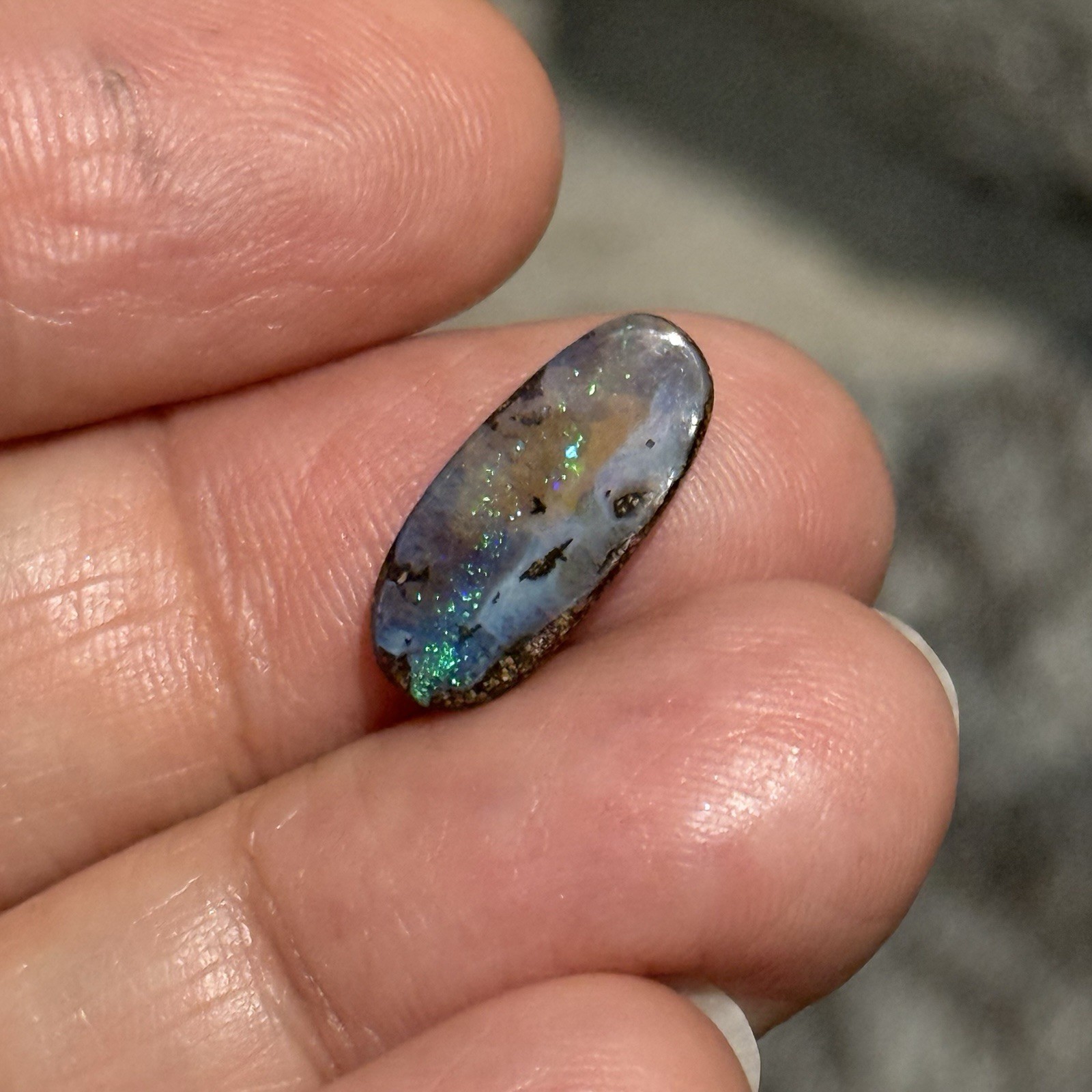 3.25ct 16x7x3mm Sparkly Natural Boulder Australian Opal Oval Cabochon Gem