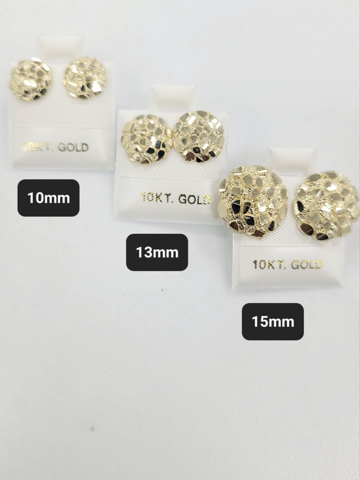 10kt Nugget Earrings, Circle Shape Textured style , Butterfly Back, Brand New.