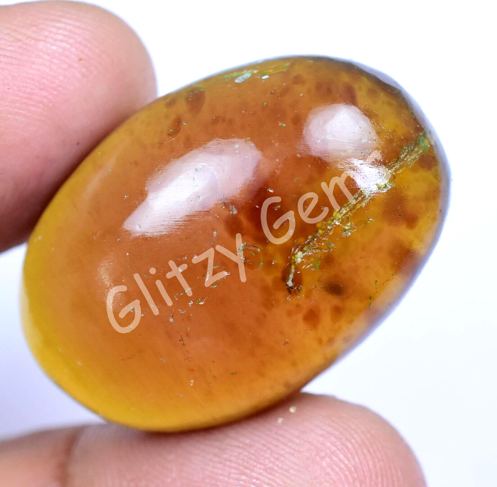 21.25 Ct Natural Tanzania Amber Fossil Insect Inclusion Cabo Certified Gemstone