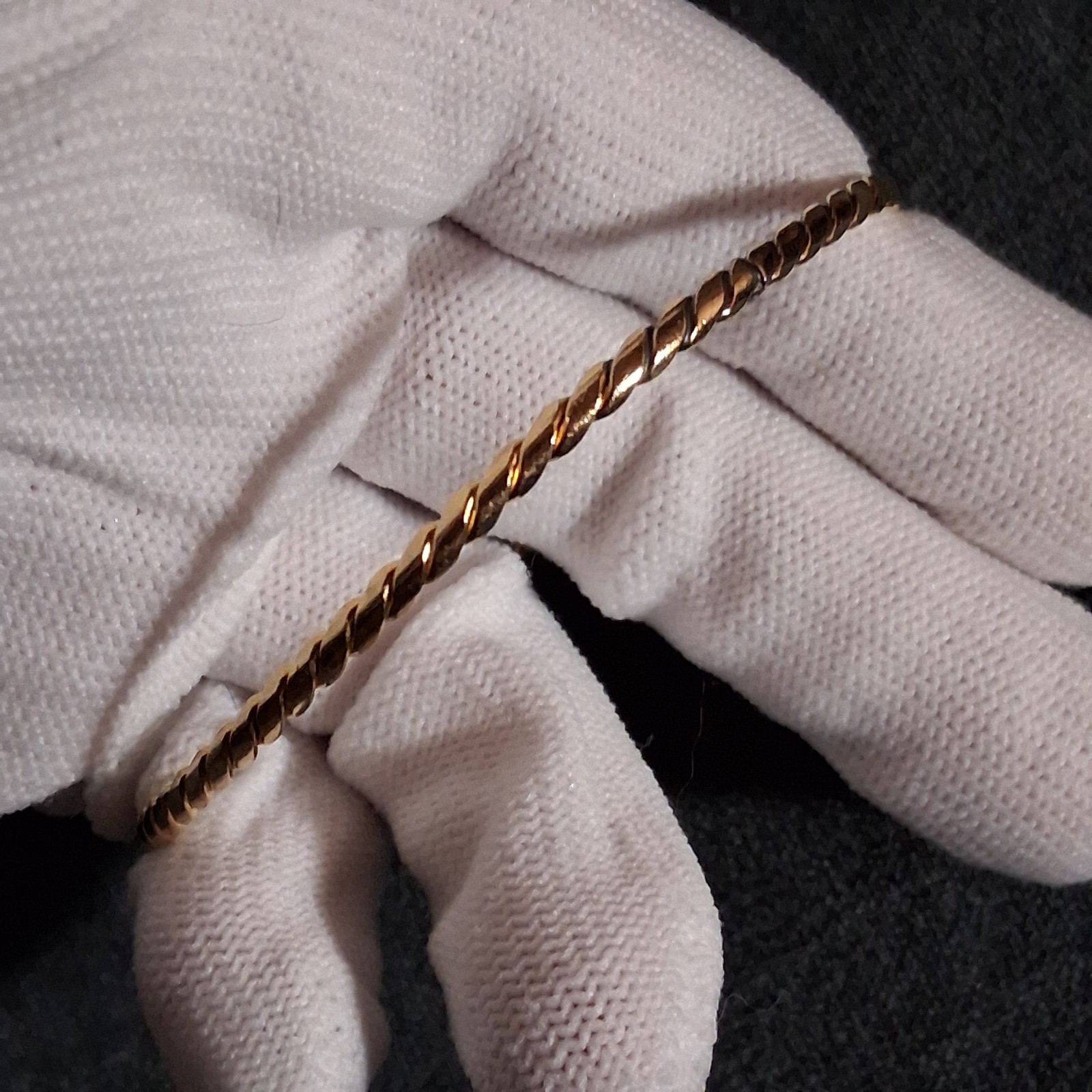 Vintage 1/20 12K Gold Filled Twisted Rope Bangle Bracelet BB Maker Mark 5.83g