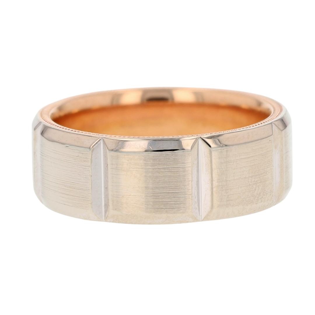 Verragio 8mm Beveled Wedding Band Ring 14k Multi-Tone Gold 13.45 Grams Size 9.5
