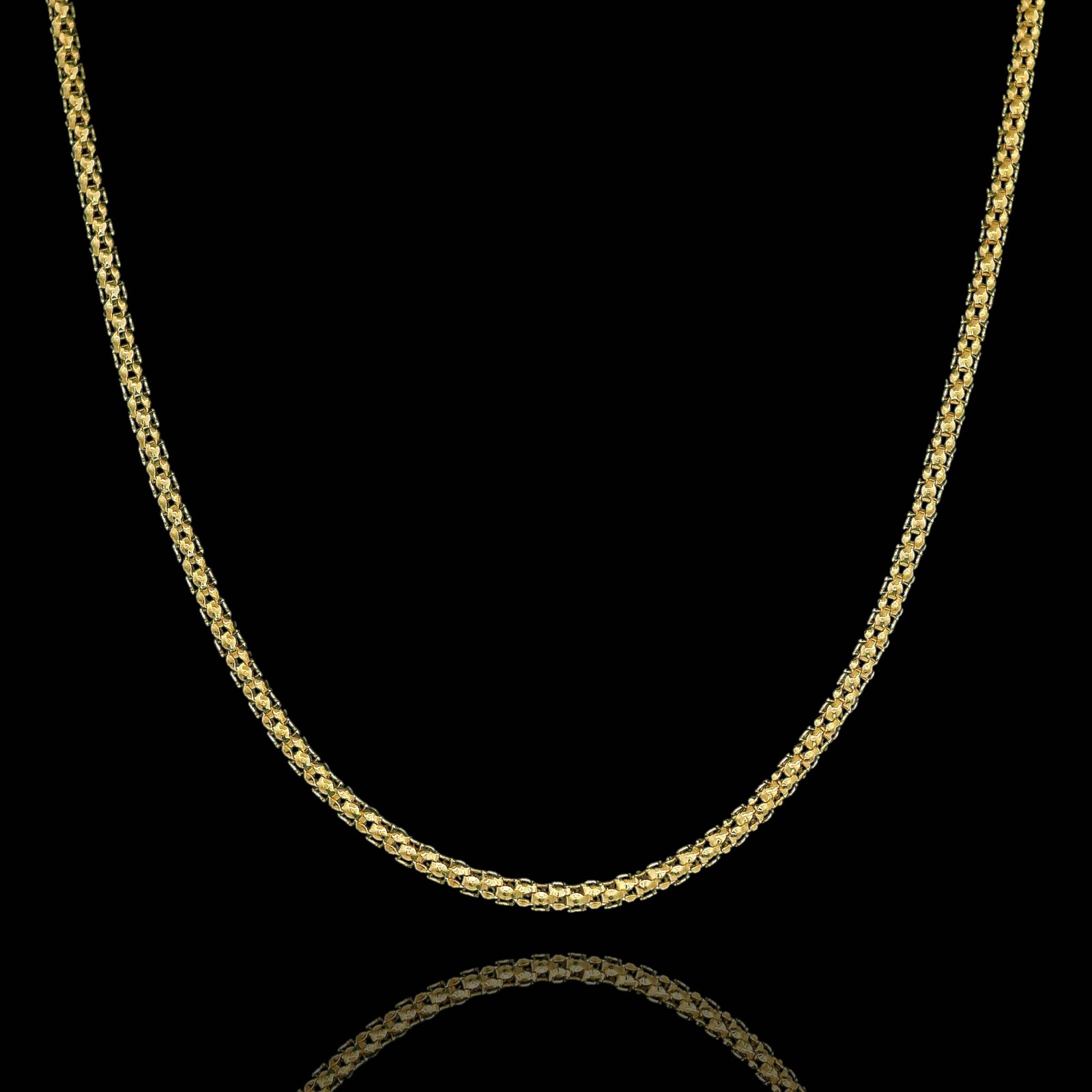 14K Gold Italian Popcorn Chain Necklace – Available in -1mm(16”, 18”, 20”)