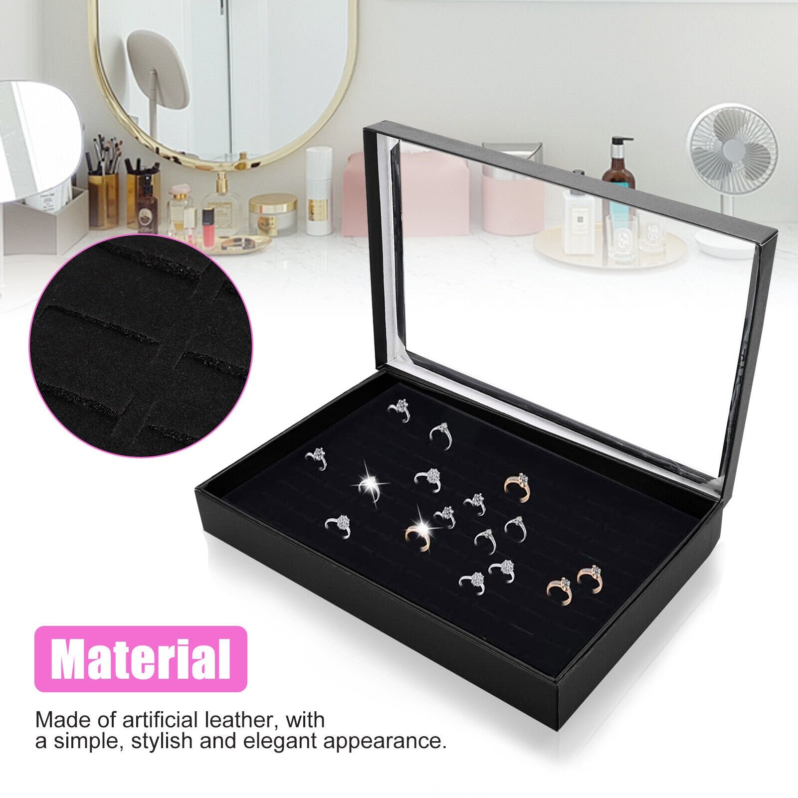 2× Jewelry Ring Display Organizer Tray Holder Earrings Storage Case 100 Slots US