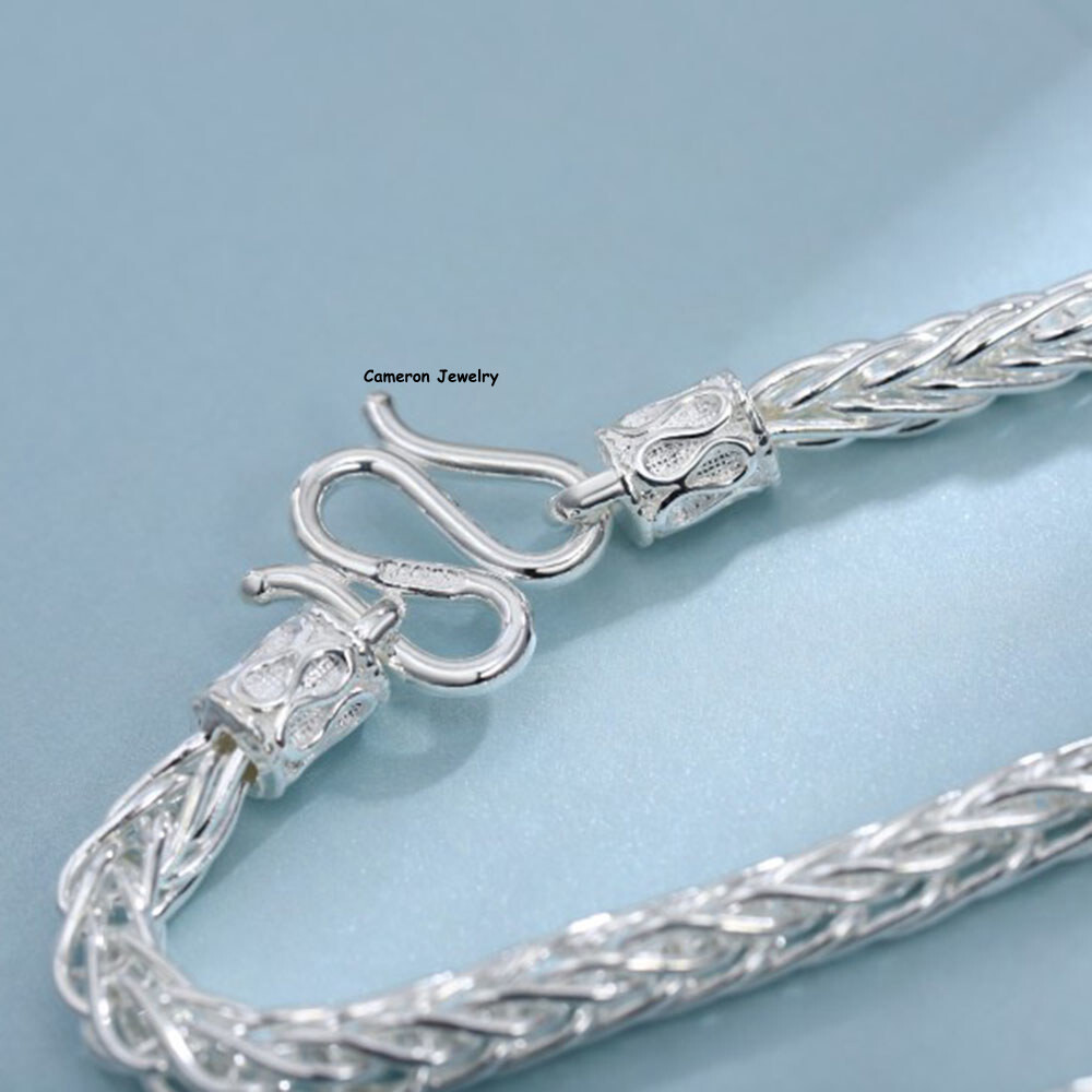 Solid S999 Fine Silver Chain Men Women 5.5mm Double Wheat Link Necklace 20-28in