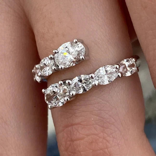 Oval Cut Wedding Diamond Band 2.5 Carat 14k White Gold Lab Grown VVS E F CVD