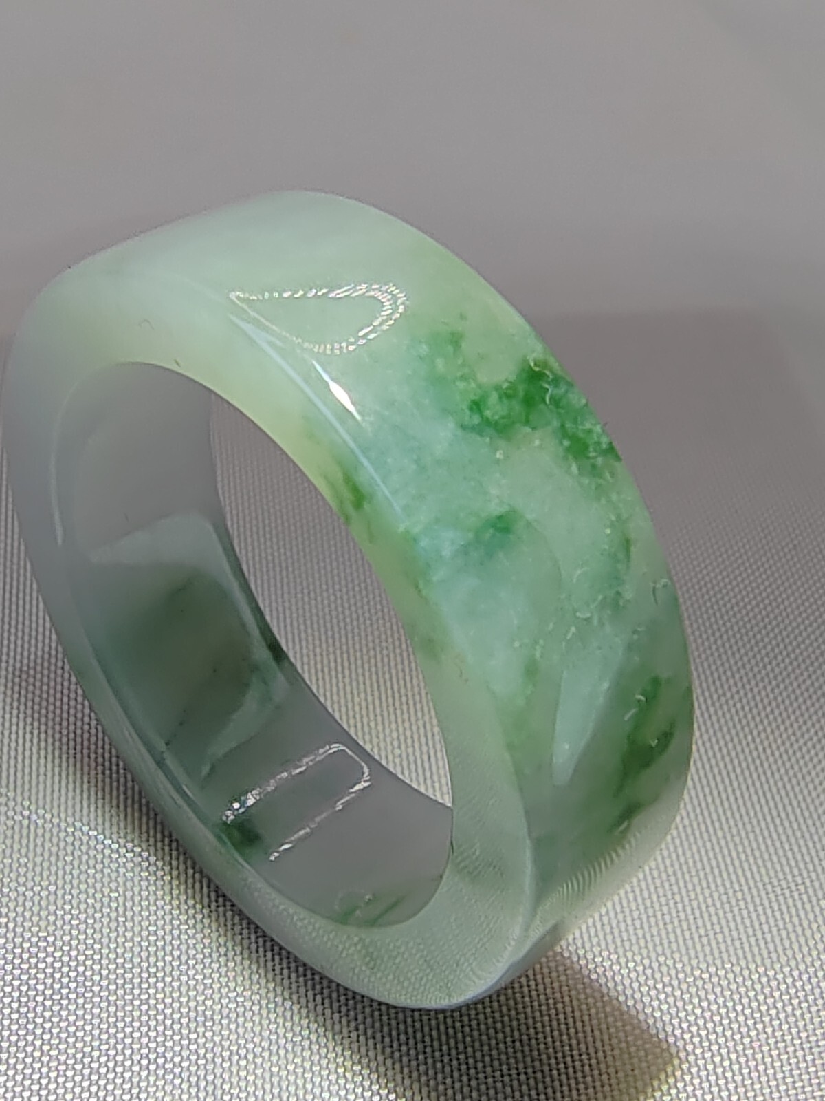 Ice Bluish Green Natural Jadeite Jade Band Ring # US SIZE 13.5 # 22.60mm