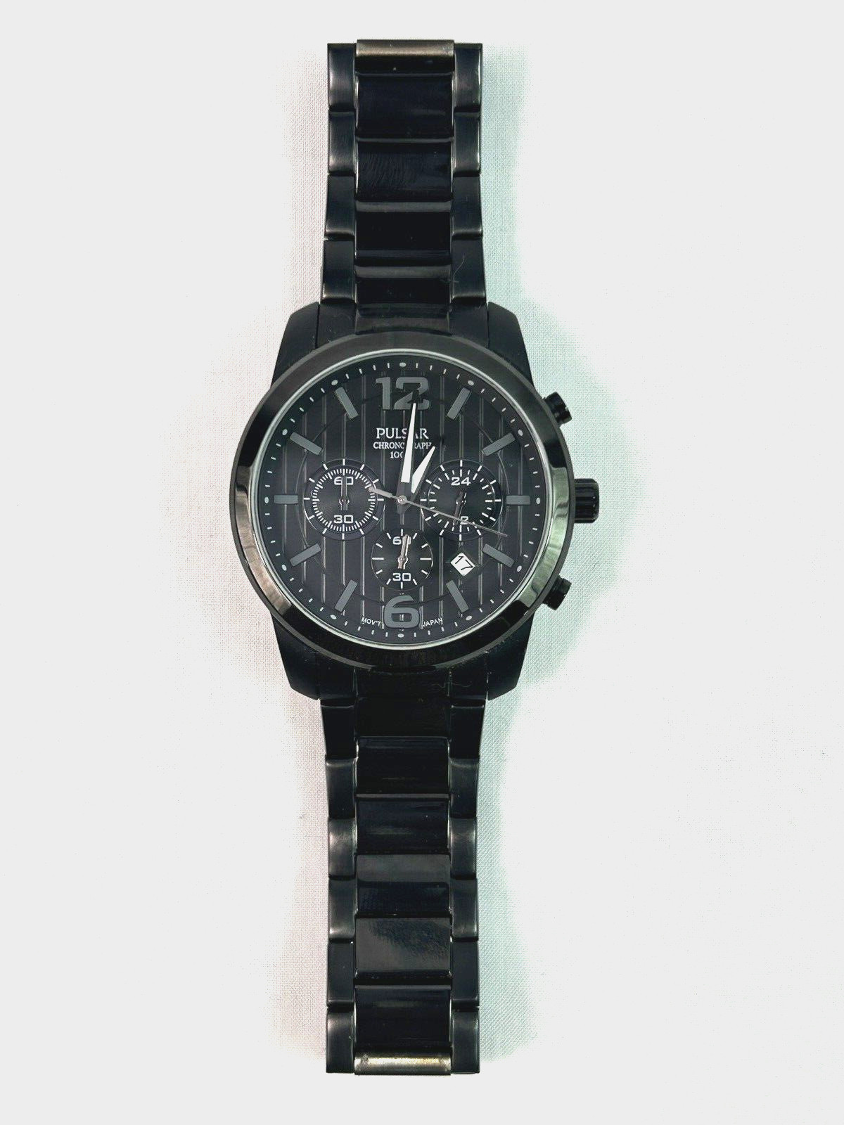 Pulsar VD53-X079 Mens Chronograph Analog Watch All Black Tone Date 44 mm