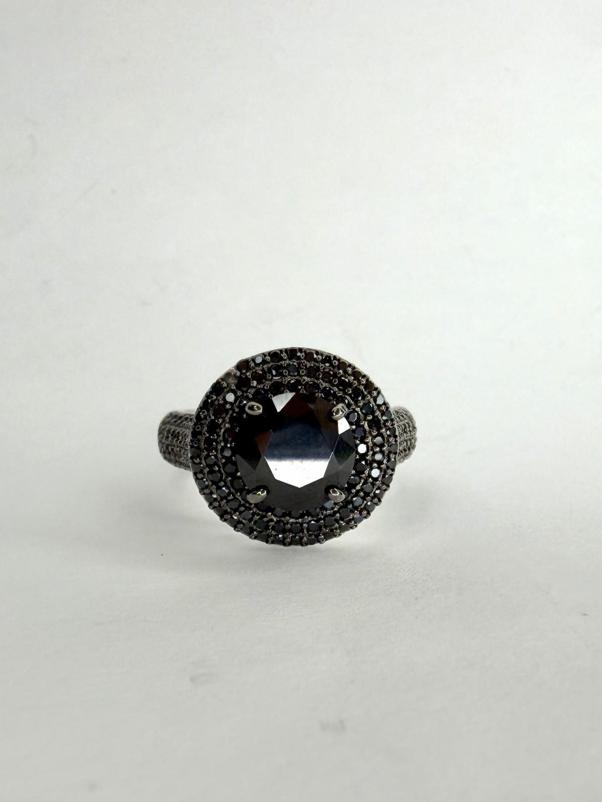 FZN Fuzion Creations Sterling Silver Black Spinel Ring Sz 6