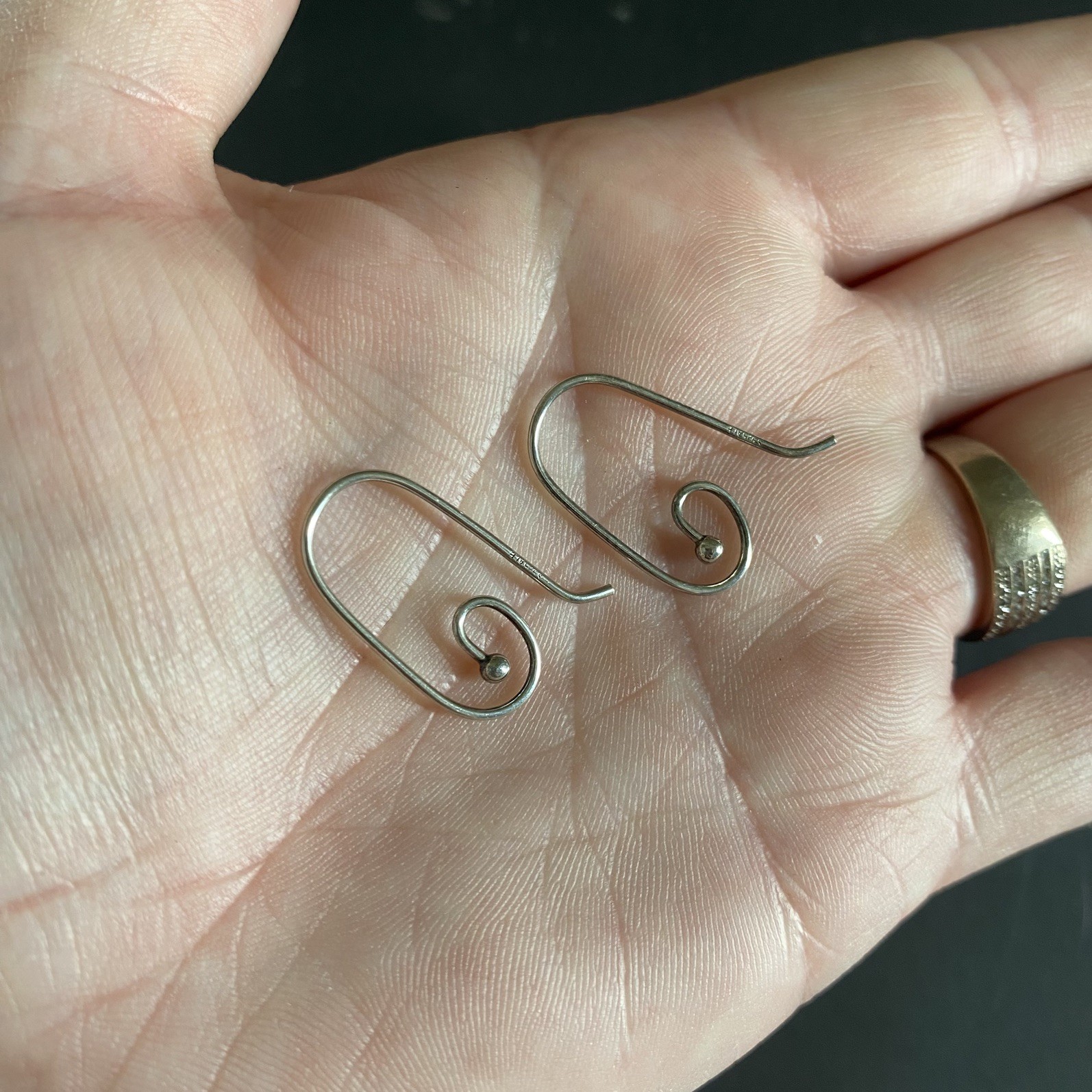 Sterling Silver Hoop Earrings 925 Minimalist Swirl ALE Stamp Jewellery Gift