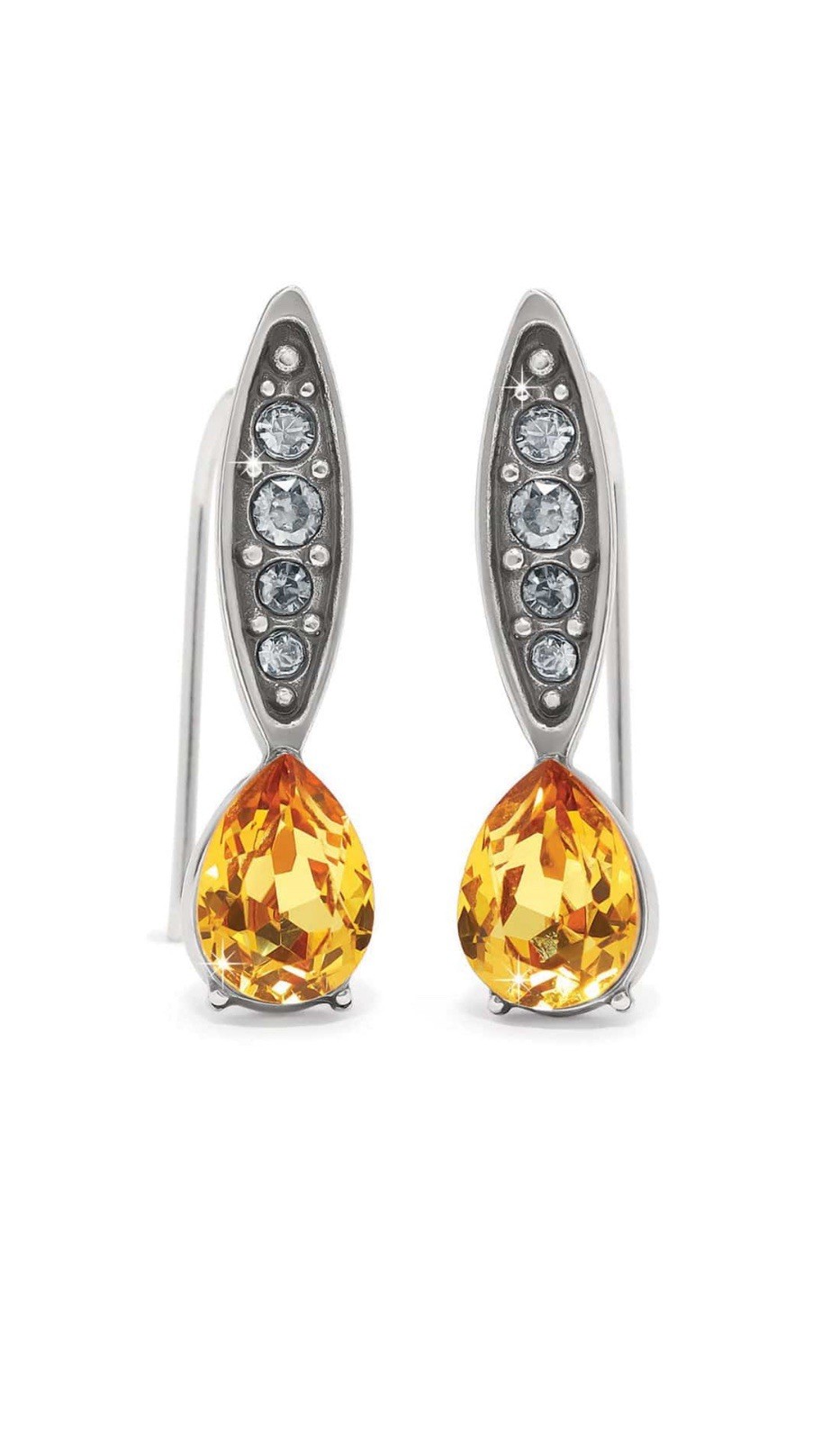 NEW Brighton Mystery of Love Silver-Topaz Crystal Earrings NWT W/Pouch