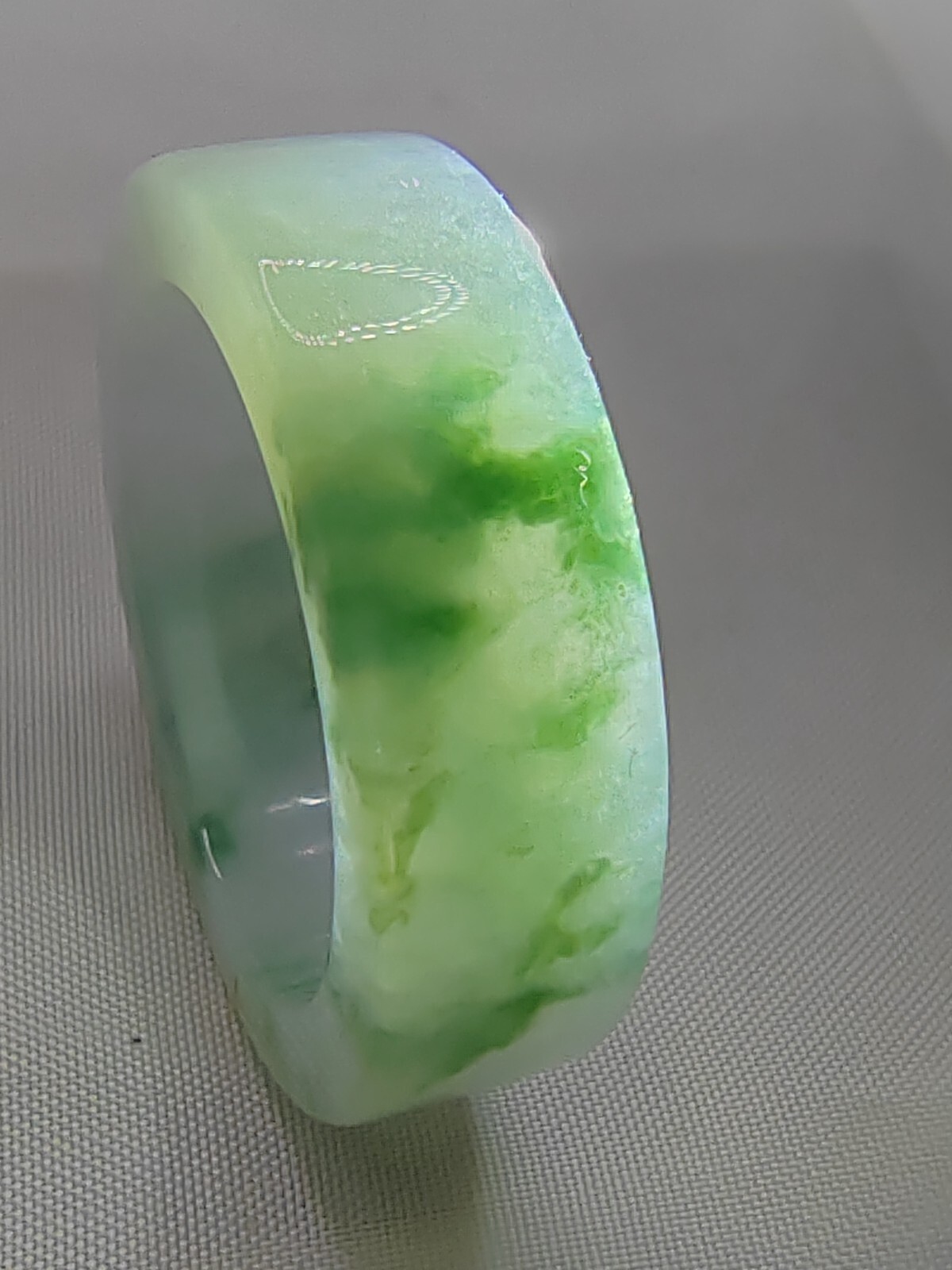 Ice Bluish Green Natural Jadeite Jade Band Ring # US SIZE 13.5 # 22.60mm