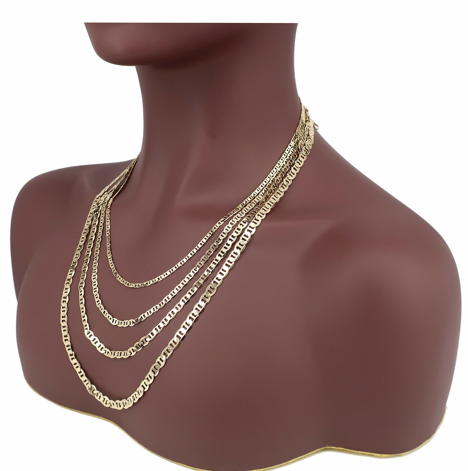 Yellow Mariner Anchor link Chain 3mm to 6mm Necklace Bracelet 14k Gold Plated