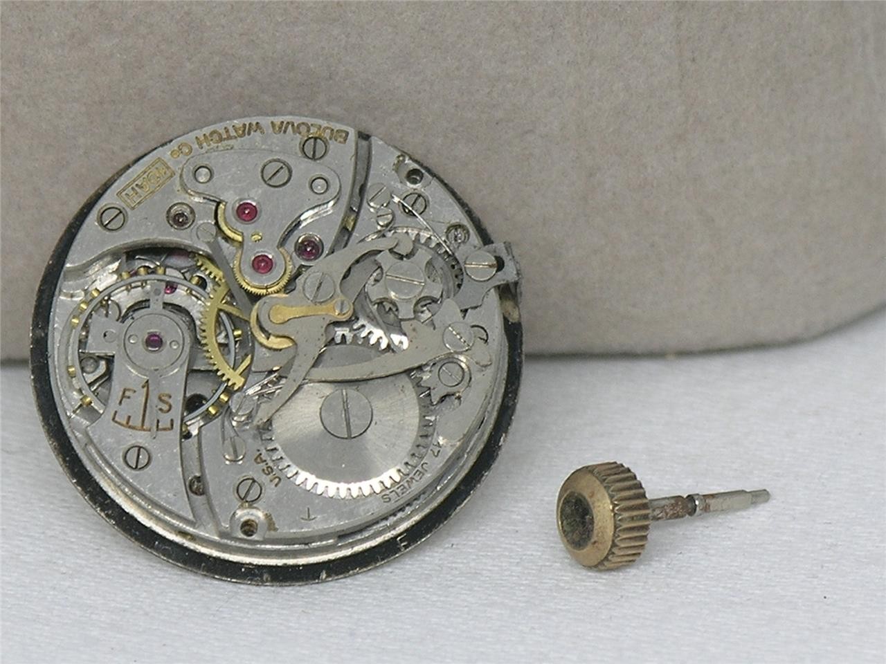 RARE MENS BULOVA 10AH CHRONOGRAPH WRIST WATCH MOVEMENT / DIAL / STEM / CROWN
